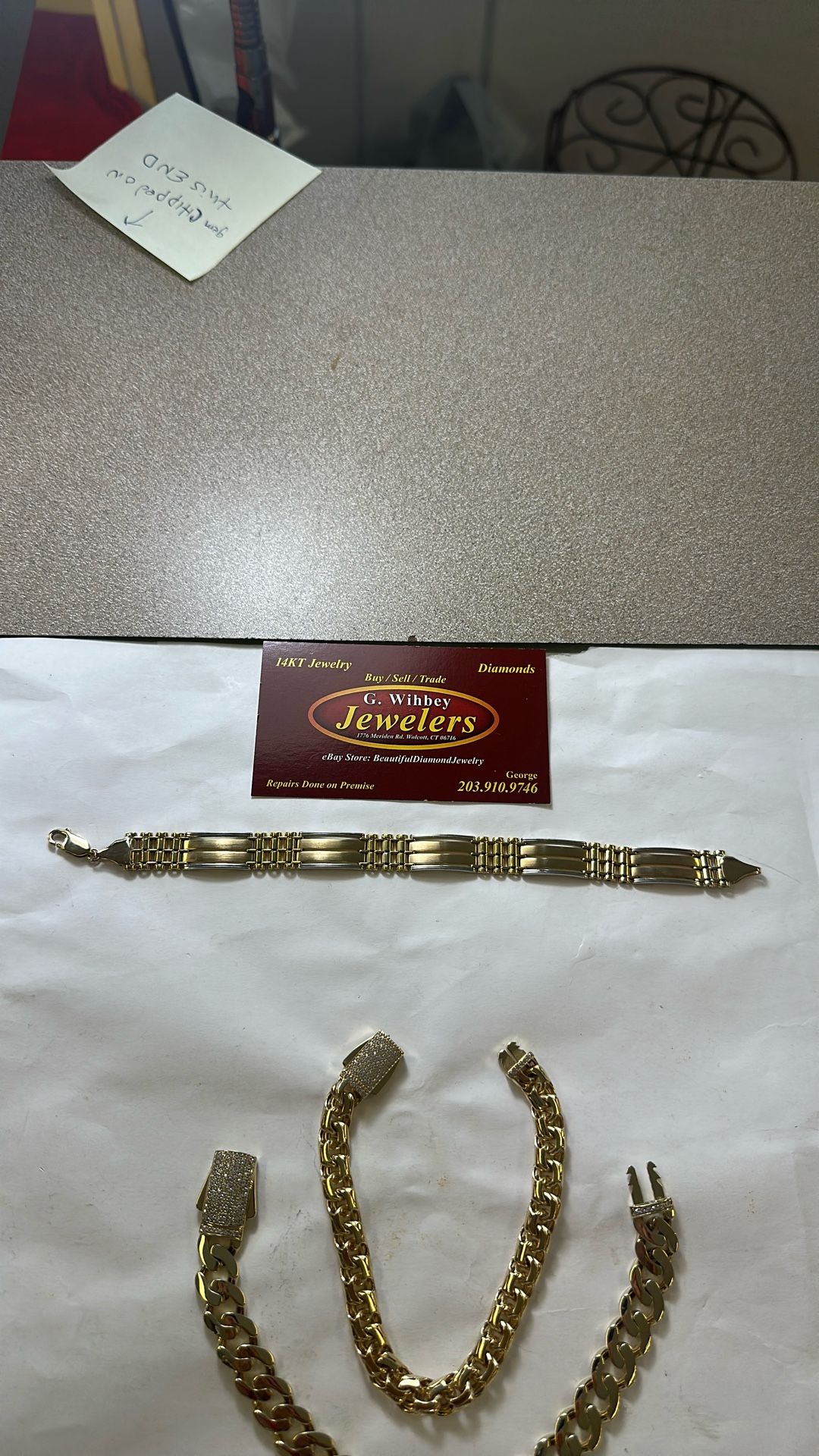 14 Kt Genuine Yellow Gold Bracelet 8 1/2” Long