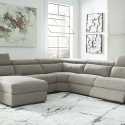 Mabron Gray Laf Power Recliner Sectional

