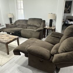 Electrical Reclining Couch (2 Piece) Marble Counter Top Intable And Coffe Table (3 Piece)