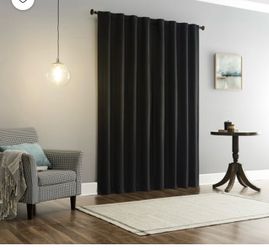New Sun Zero Vance 2-Piece Magnetic Closure 100% Blackout Back Tab Curtain Panel Pair, 37"x84", Black