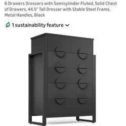 Fluted Dresser for Bedroom with 6 Drawers