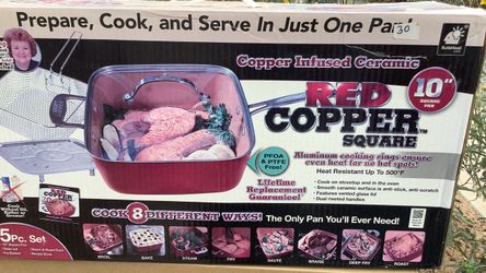 Red Copper Square 10" Pan 5-Piece Set