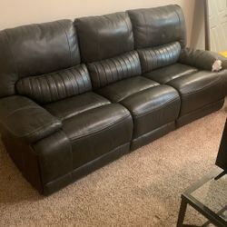 Dark Leather Recliner Couch