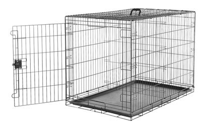 Portable, Foldable Metal Wire Dog Crate with Removable Tray, Divider Panel, Easy to Assemble, for Large Dogs, 48 x 30 x 32.5 in, Black