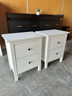 White Hemnes ikea nightstands
