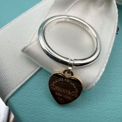 Sterling Silver Heart Charm Ring – Designer-Inspired Sz 7