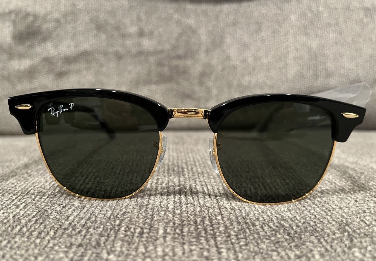 New Ray-Ban RB3016 Black/Gold Clubmaster 51MM Sunglasses