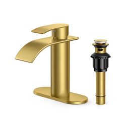 Waterfall Bathroom Faucet 1 Hole with Metal Pop Up Drain – New
