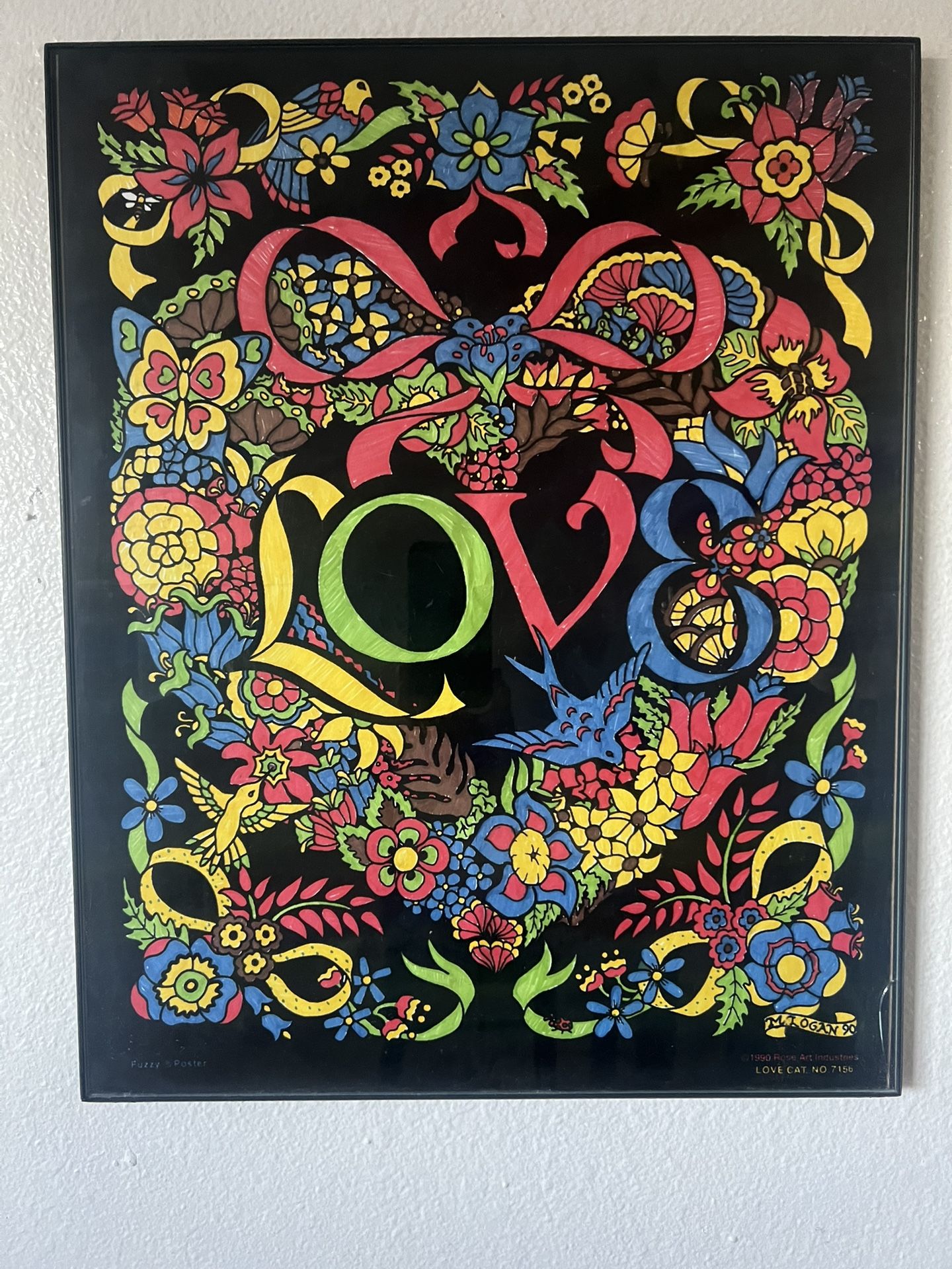 Vintage Fuzzy Posters Love blacklight fuzzy poster.