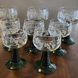 Vintage Schott Zwiesel Green Ribbed Stemware