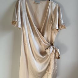 Free People Silk Wrap Blush Dress 