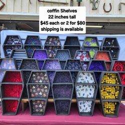 Coffin Shaped Curio Shelves 