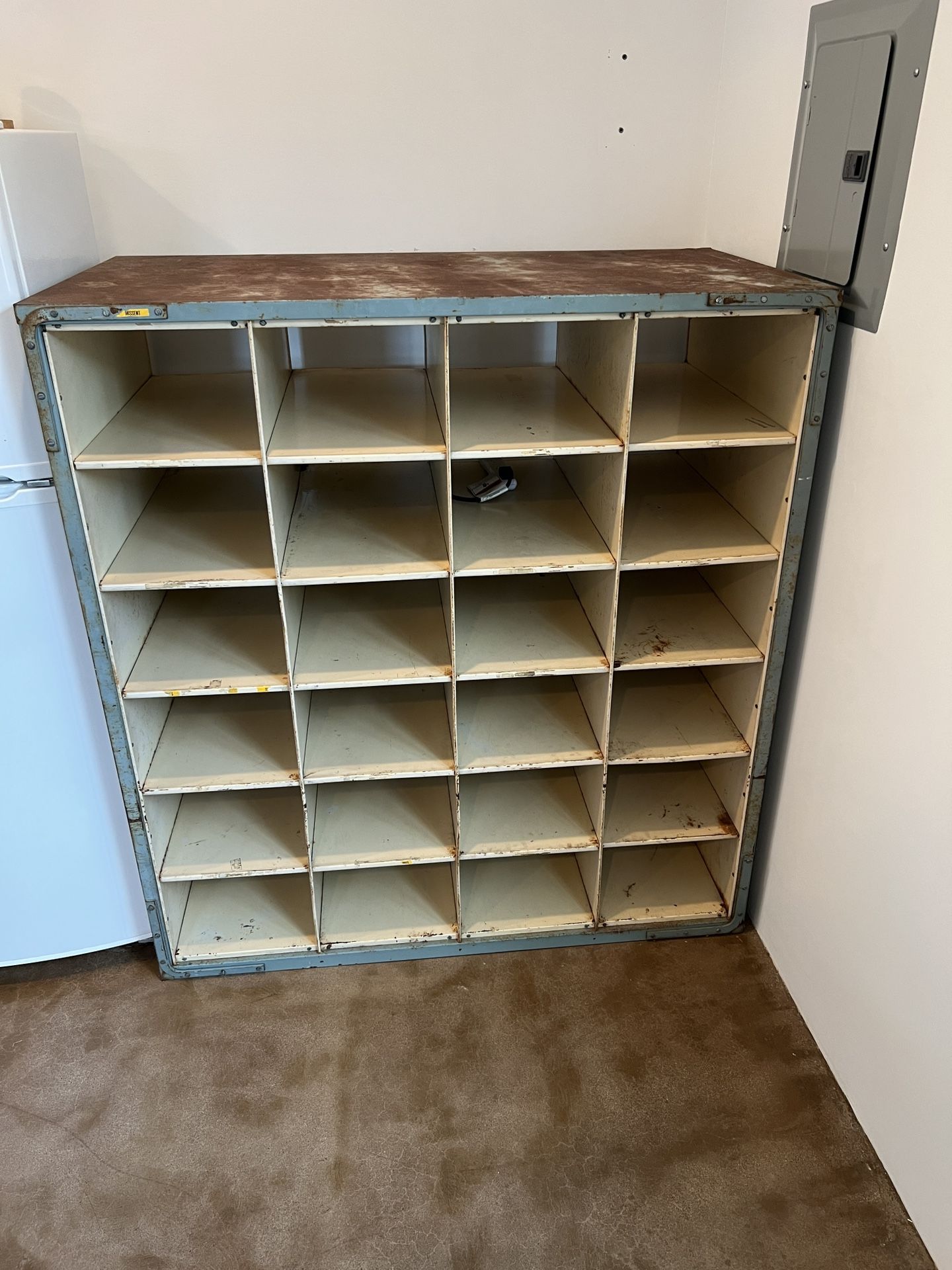 Vintage Metal Cubby Shelving Unit
