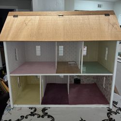 Large Vintage Solid Wood Dollhouse