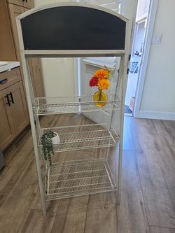 Expensive Iron shelf for store or patio no plants include chalk board on top