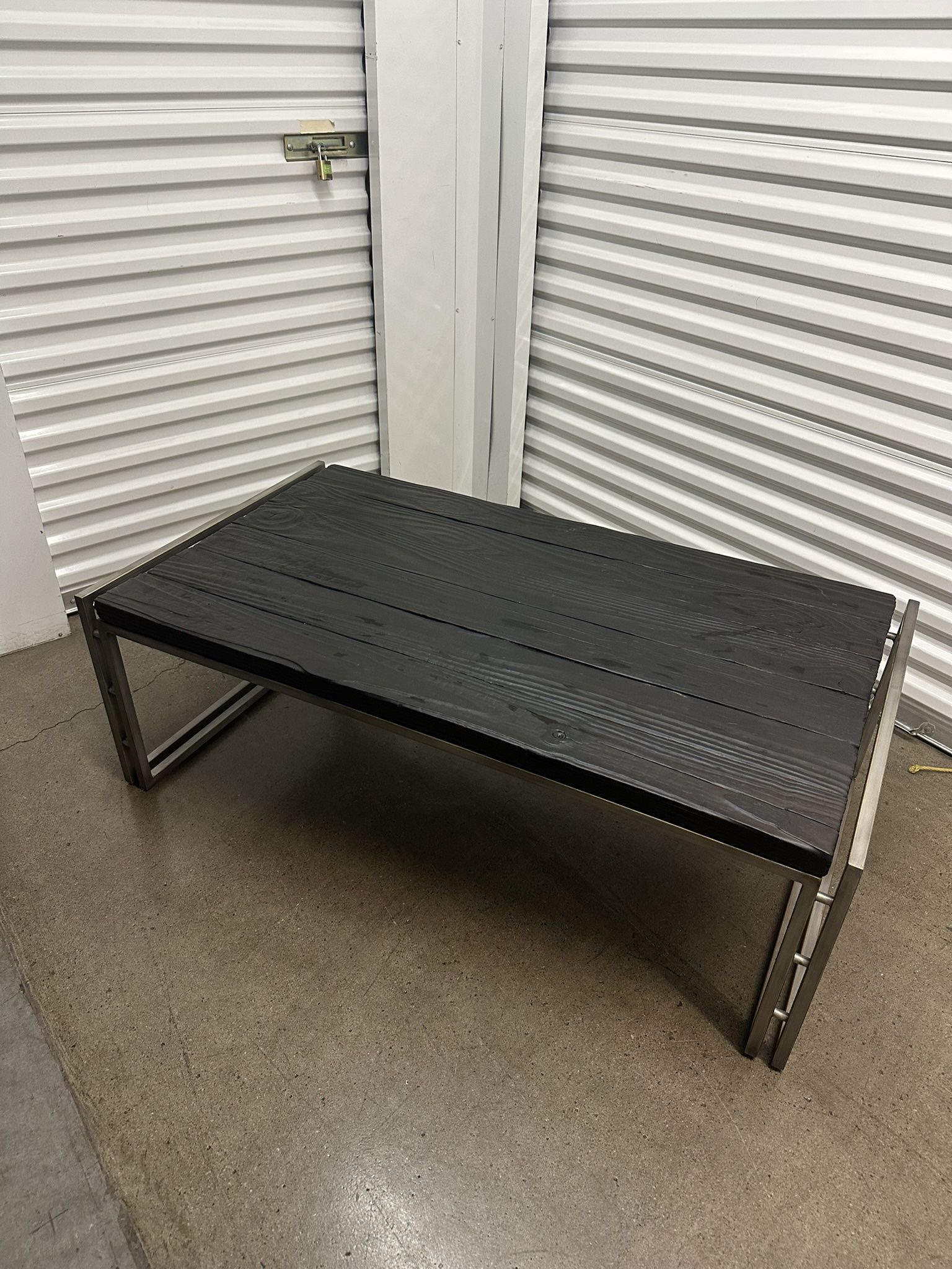 Modern Darkwood and Metal Coffee Table