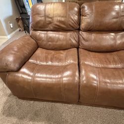 FREE Chestnut Brown Recliner Leather Sofa