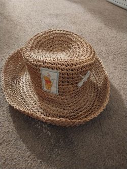 Disney Winnie the Pooh Patch Sun Bucket Woven Dragonfly Brim Straw  Hat