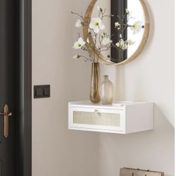 Floating Nightstand,Wall Mounted Night Stand with Drawer,Small Floating Shelves,Floating Wood Bedside Table for Bedroom、Living Room、Bathroom(No Assemb