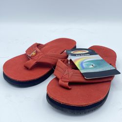 Kids Children’s Rainbow Flip Flops Leather Sandals NWOB Size 9-10 Brand New Red