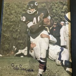🏈 GALE SAYERS AUTOGRAPHED & FRAMED (16”x20”) PHOTO * CERTIFIED by SCHWARTZ 