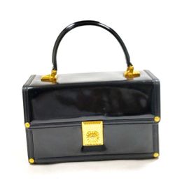 Authentic vintage black Versace leather gold clutch purse