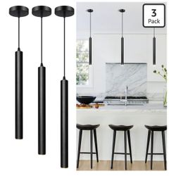 Kitchen Pendant Lights Set of 3 - Black Hanging Lights LED