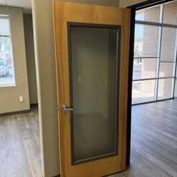 Commercial Door With Glass With Door Handle And Wall Attachment Included