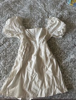 White Puff Sleeve Mini Dress