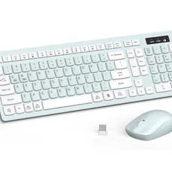 Wireless Keyboard And Mouse Combo, Full-Sized Wireless Keyboard And Adjustable DPI Mouse, 2.4GHz USB Receiver, Keyboard And Mouse For PC, Windows, Des