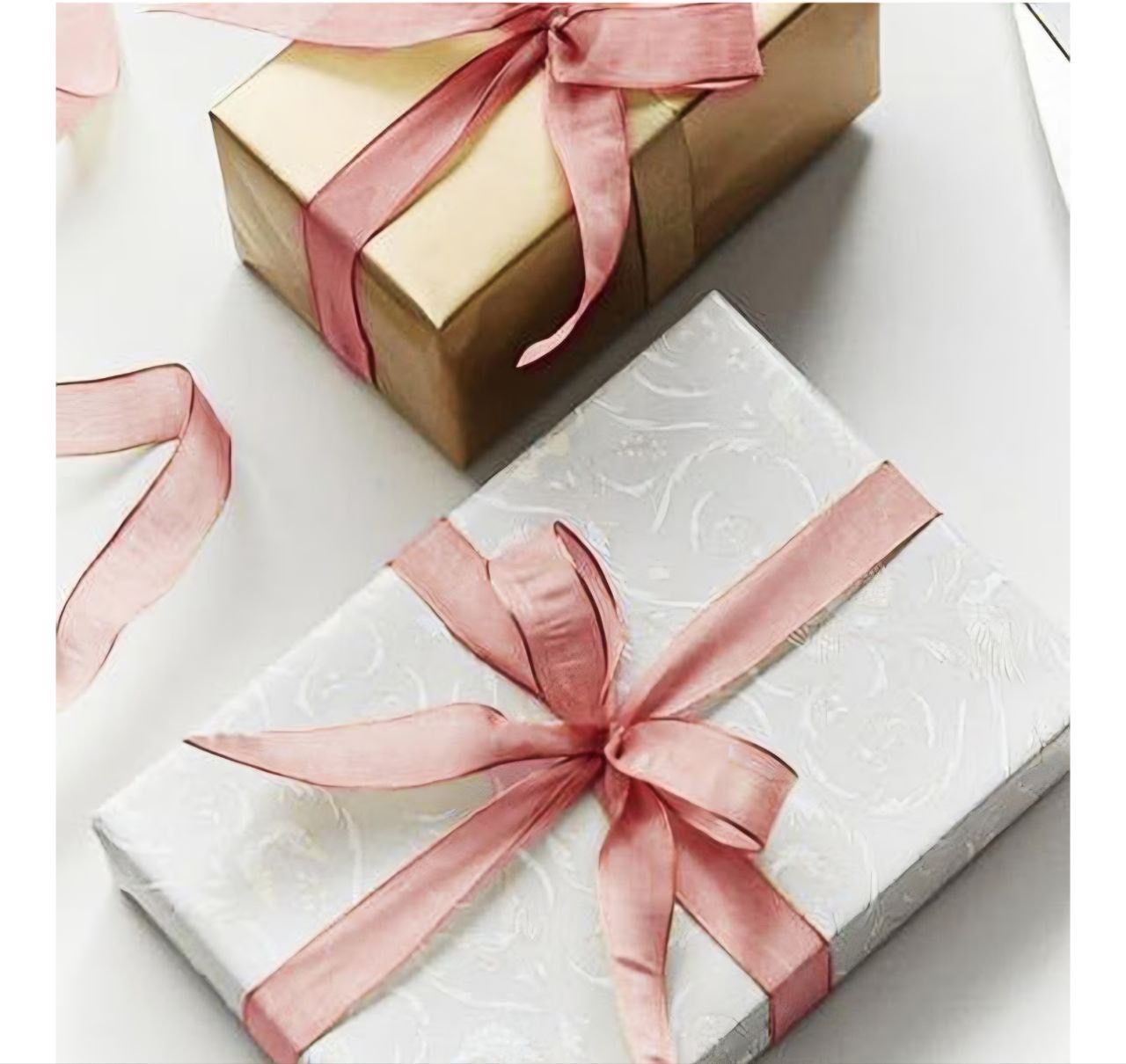 joycraft 3/4 in Rose Gold Gift Wrapping Ribbon - 50 Yds Sheer Chiffon Organza Handmade Ribbon for Wedding, Birthday, Baby Shower, Holidays, Anniversar