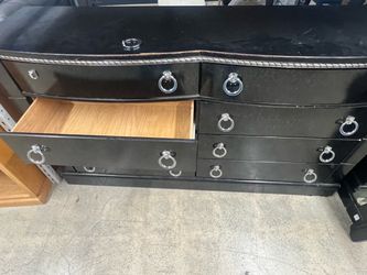 Black Dresser with Chrome Ring Pulls