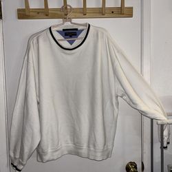 Tommy Hilfiger Golf Sweater Mens White Pullover Sweatshirt Long Sleeve Sz XL