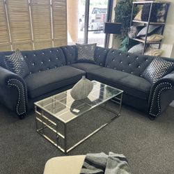 Black Velvet Sectional 