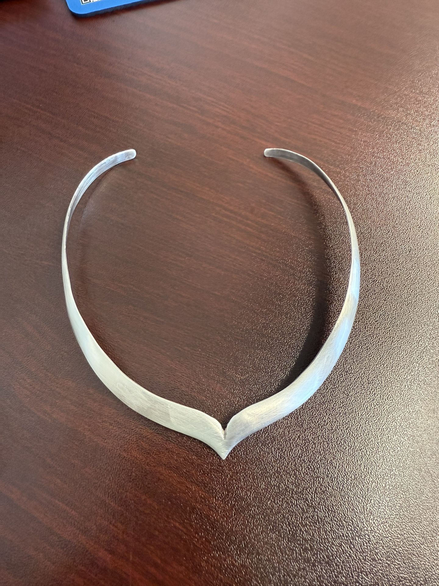 Sterling Silver Cutout Choker Collar Necklace