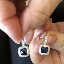 White Gold Deep Blue Sapphire Earings