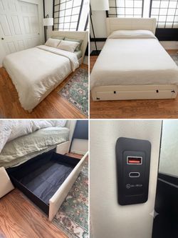 Full Bed w/ storage + USB charging!