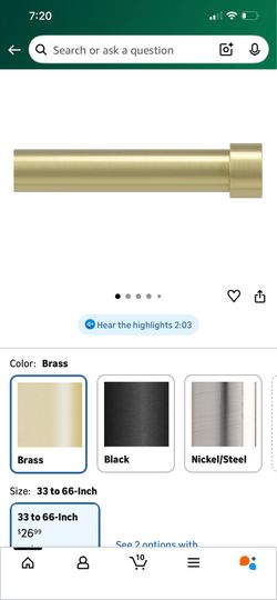 Umbra 1-inch Curtain Rod -Brass