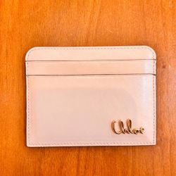 Chloé Iconic Card Holder In Shiny Leather (Cement Pink)