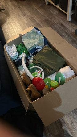 Box Full Of Baby Boy Items