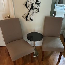 Two Parson Chairs (Linen Fabric) 