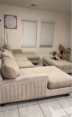 Oversized beige couch