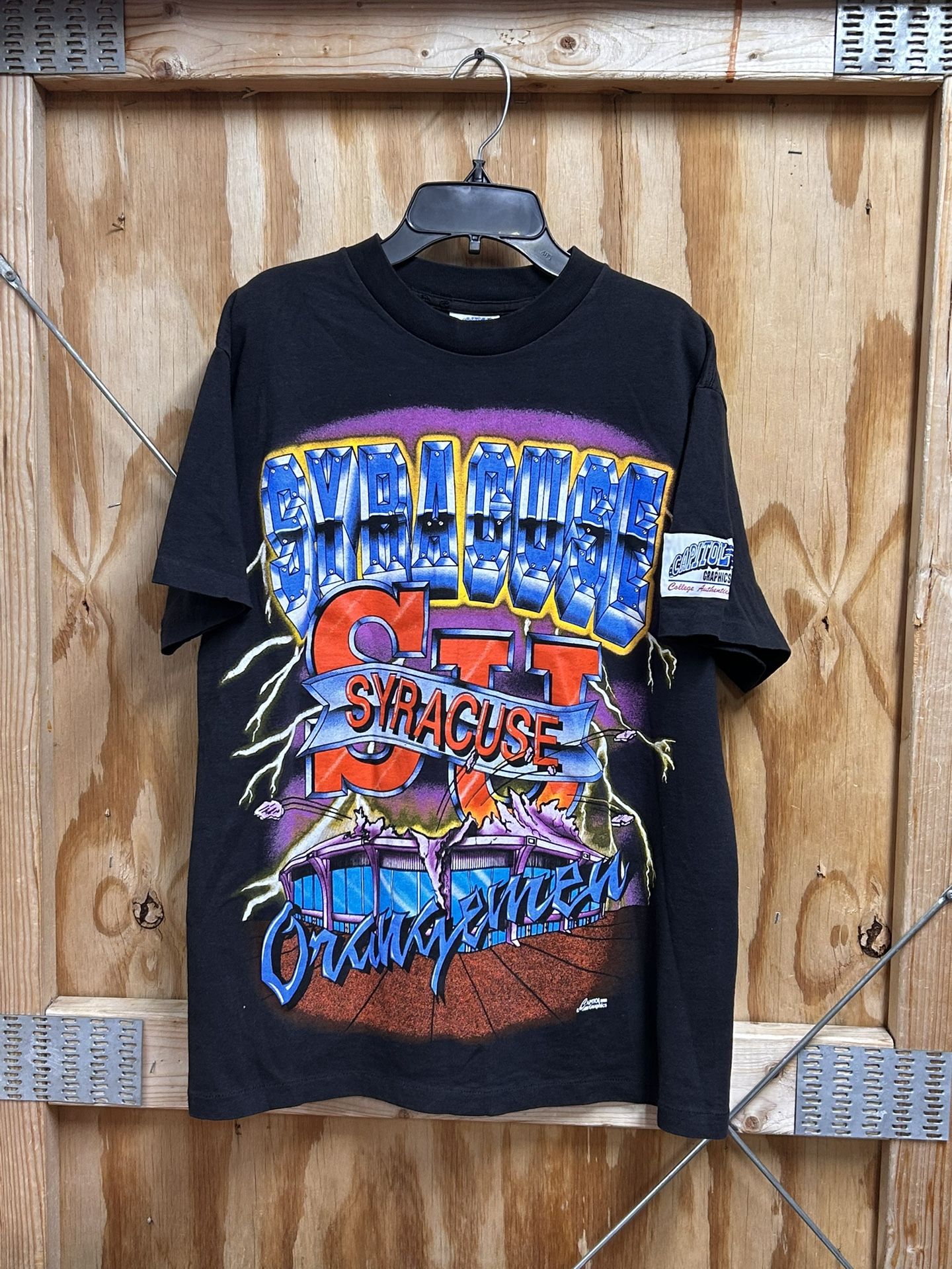 RARE Vintage NCAA Syracuse University Orangeman Stadium Lightning Tee