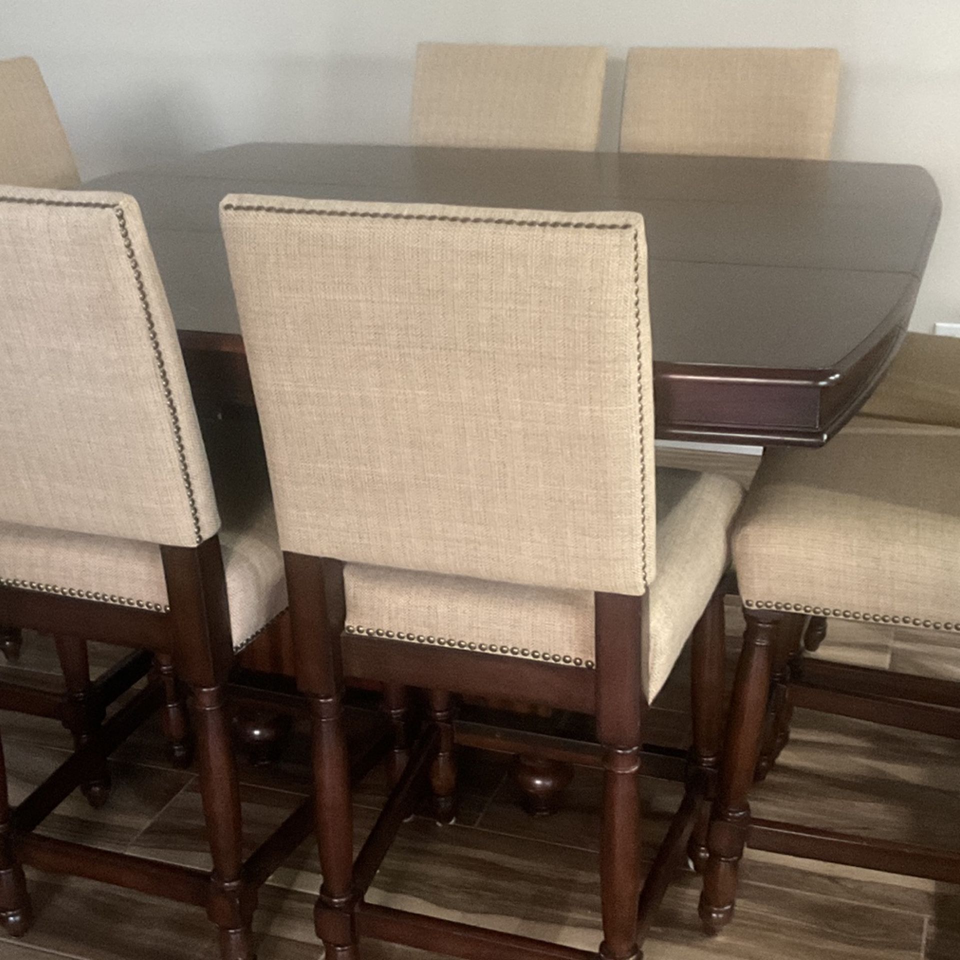 Dining Table, 8 Upholstered Chairs, Buffet, TV Stand