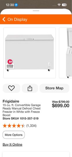 Frigidaire 15 cu. ft. Convertible Garage Ready Manual Defrost Chest Freezer in White with Freeze Boost