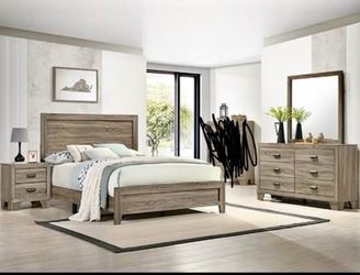 4- Pc Bedroom set Dresser,Mirror  Nightstand (1) Queen size bed frame  Not including Mattress and Box Sp