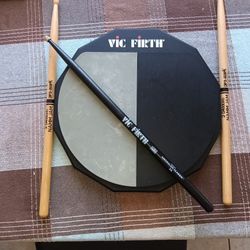 Vic Firth Double Sided Practice Pad - 12" And Pair Of Promark Drum Sticks 16"
