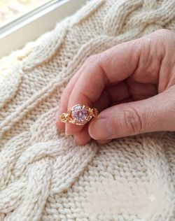 Pretty pink gemstone ring cz diamonds