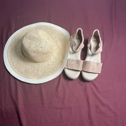 Dr. Scholl's  Beach Sandal Comfortable Fit  women’s Size 9 & J Lo Summer Hat