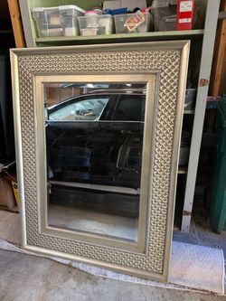 Large Silver Ornate Framed Wall Mirror